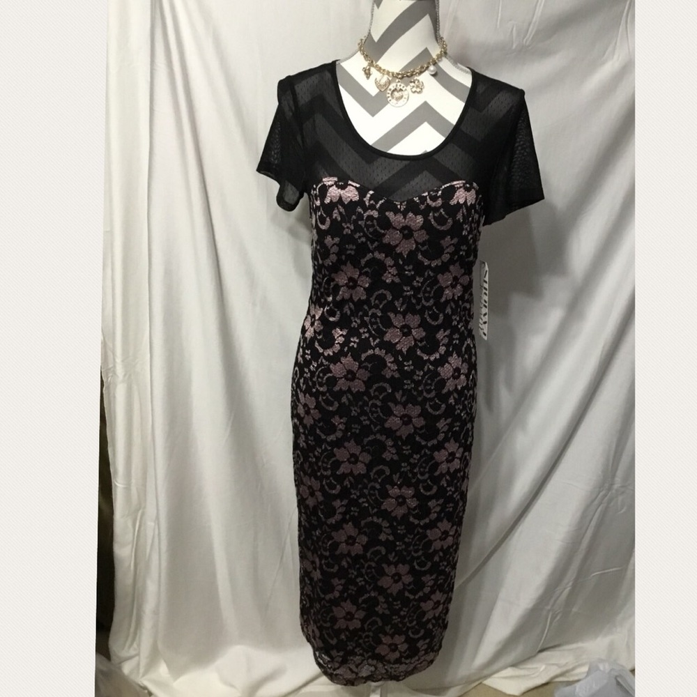 ALMOST FAMOUS BLACK PINK LACE DRESS